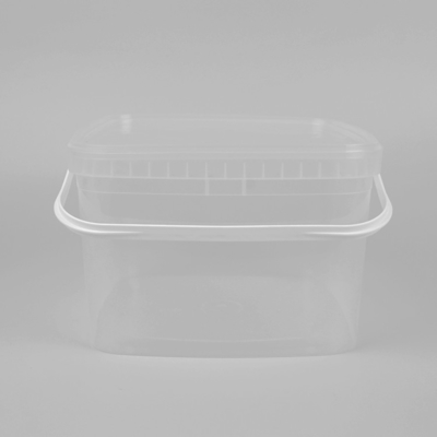 3L PP Polypropylene Clear Square Bucket พร้อมฝาปิด Custom Color