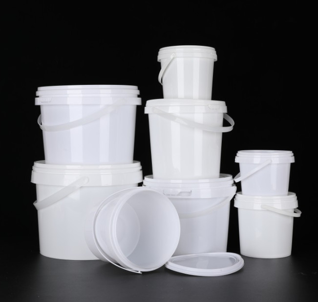 ถังพลาสติกประเภทอาหารสีขาว มีฝาปิด 1L-5L ความจุ BPA ฟรี สามารถนําไปใช้ใหม่