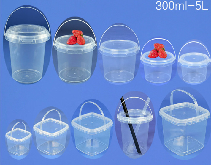 IML หรือ PP/HDPE แผ่นพลาสติกถังอาหารที่มีฝาสําหรับบรรจุอาหาร