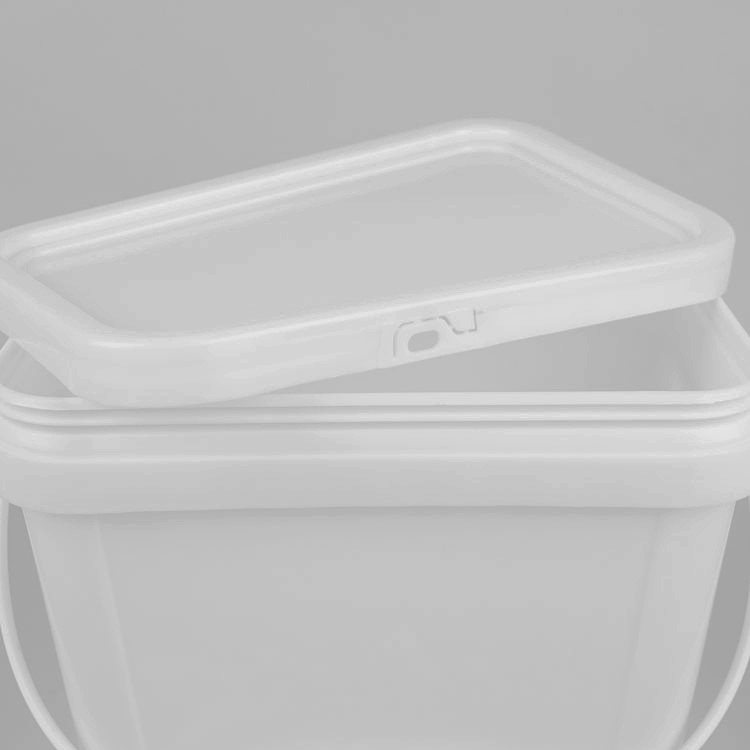 2L Square PP Food Grade Bucket with Chemical Resistant Handle and Lid หลายขนาด
