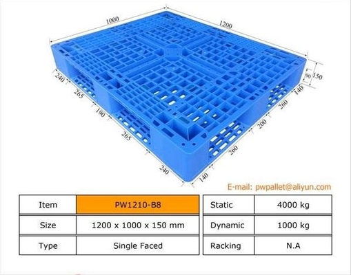พาเล็ตบรรจุด้วย OEM พลาสติกพลาสติกที่สะสมได้ MOQ 450pcs