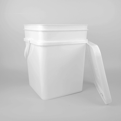 ถังพลาสติกสี่เหลี่ยม PP PE 18L สีขาวพร้อมฝาปิดผนึกอย่างดี